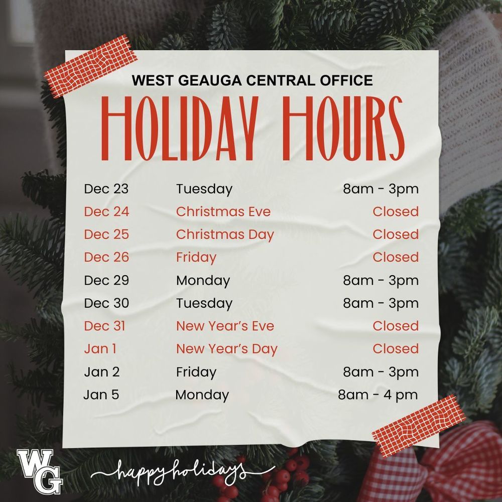 Holiday Hours