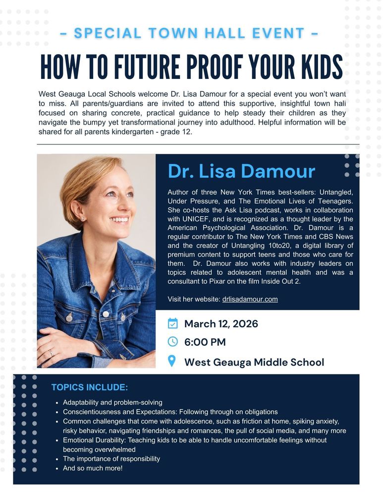 Lisa Damour Town Hall Flyer