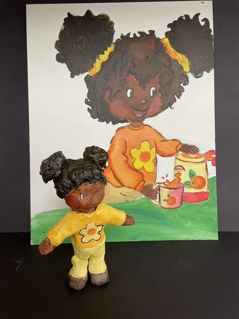 Clay sculpture of a girl
