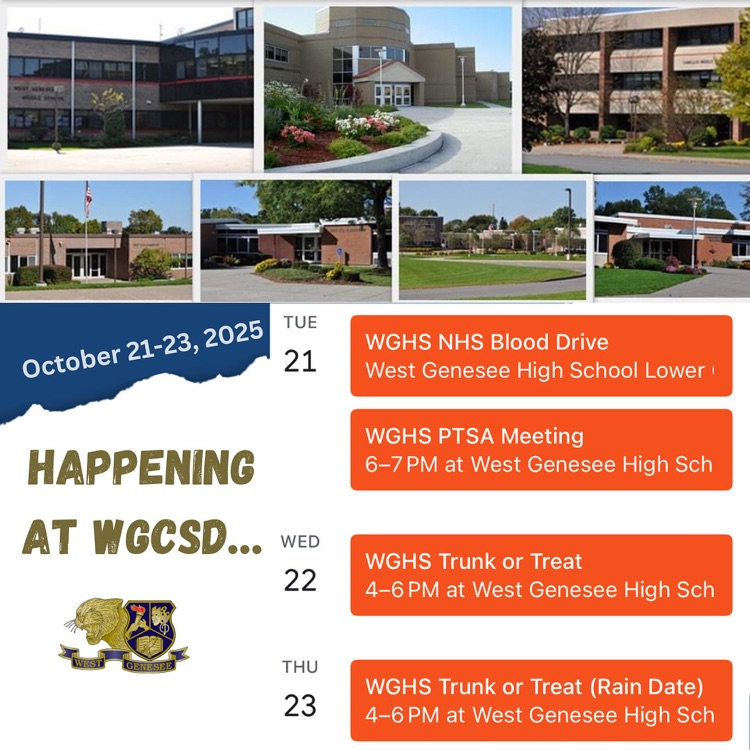 Happening at West Genesee on October 21-23: