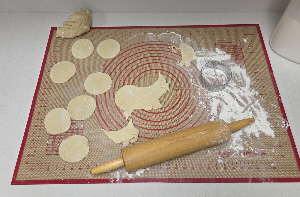 Dough cut into circles.