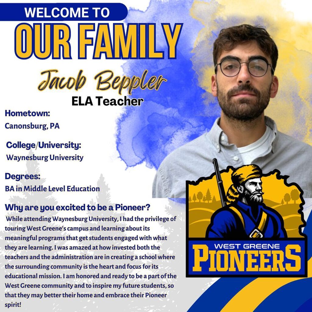Welcome to our new english teacher, Mr. Jacob Beppler.