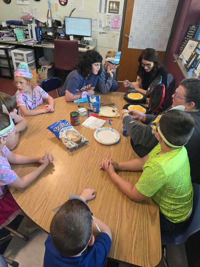 Student in Mrs. Rohrer's room learn how to make a quesadilla.