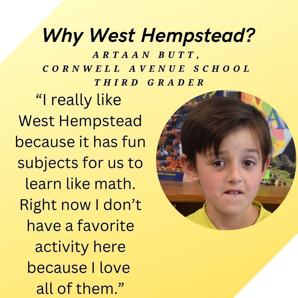 Cornwell Avenue Third Grader shares favorite things about West Hempstead.