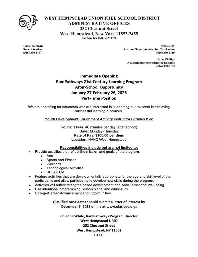 Youth Development and Enrichment Activity Instructor - Rampathway HANC