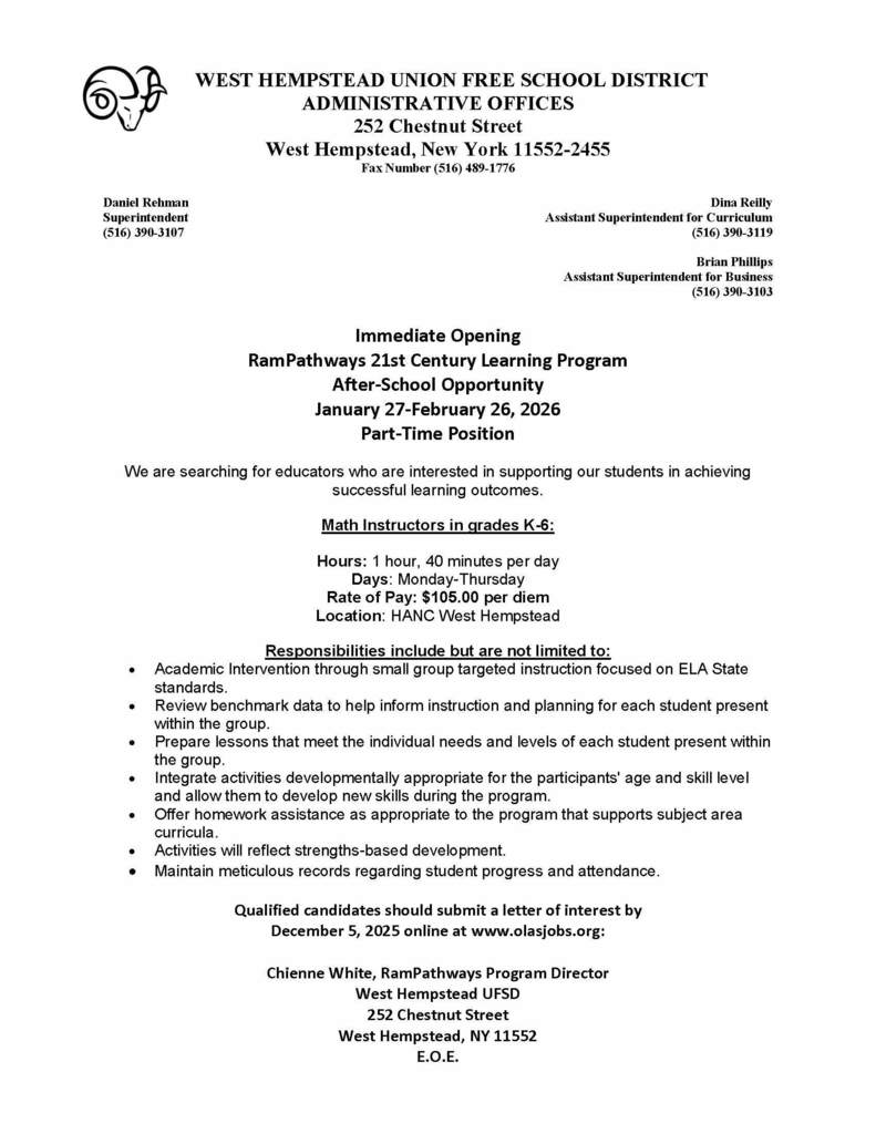 Math Instructor - Rampathway HANC