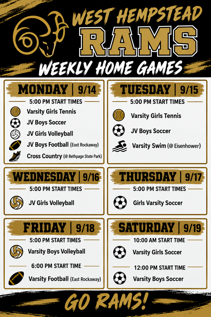 9/14 Weekly Home Schedule