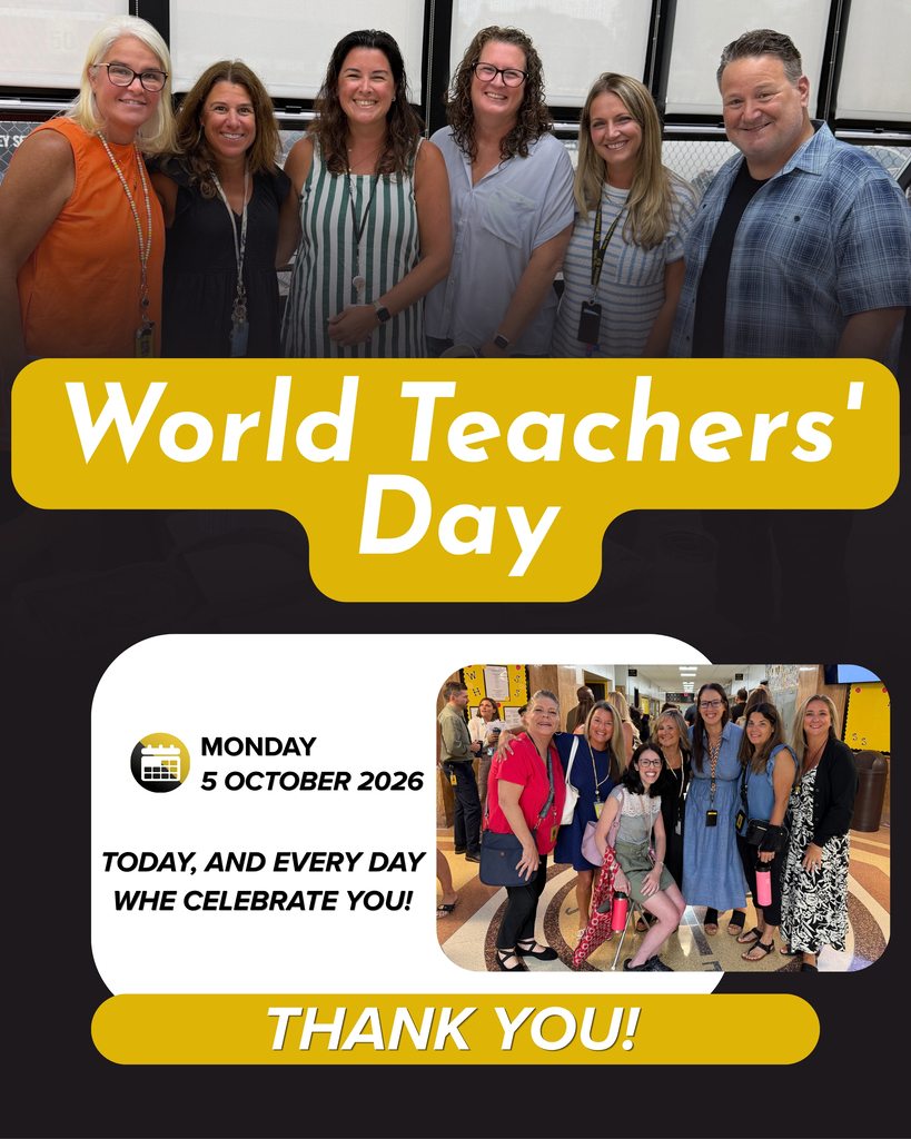 Graphic for World Teachers’ Day featuring photos of teachers, the date October 5, 2026, and a thank you message.