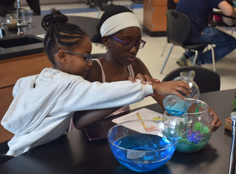 students collaborating in a classroom science experiment
