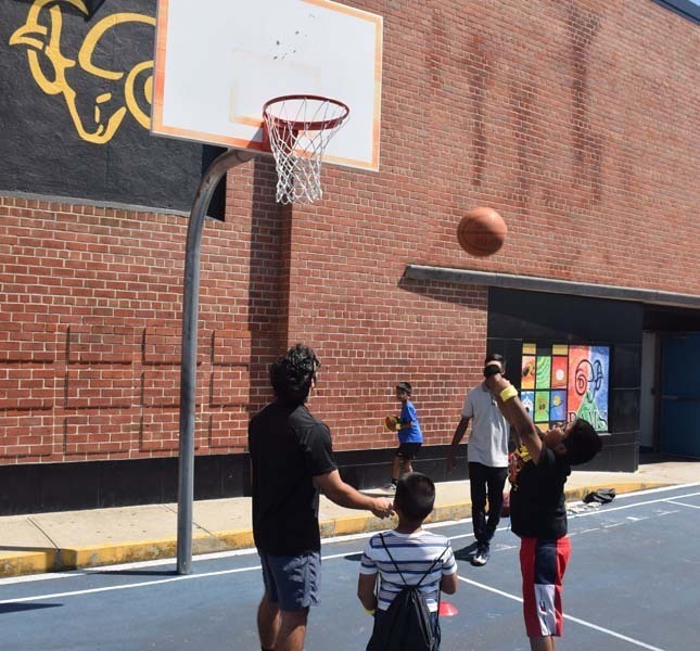 Students participating in events outside.