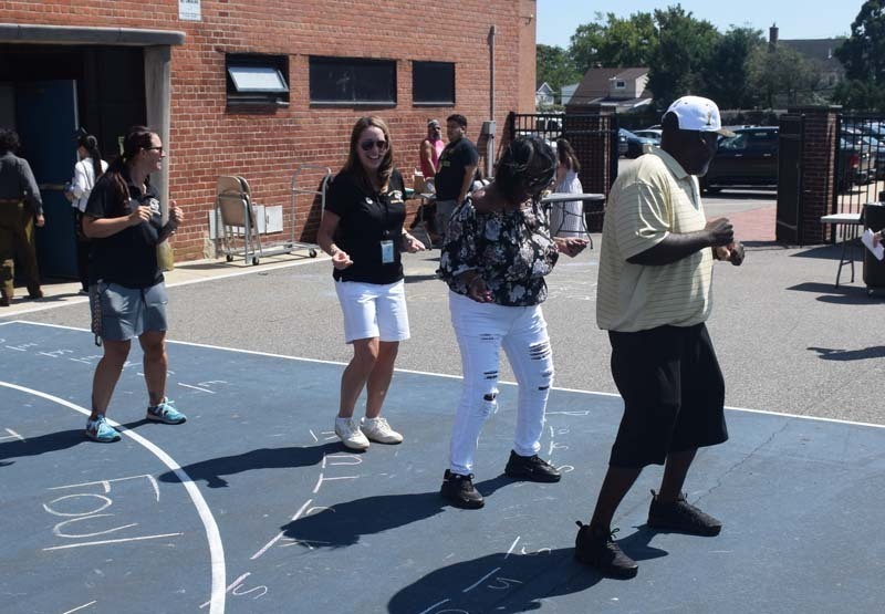 Students participating in events outside.