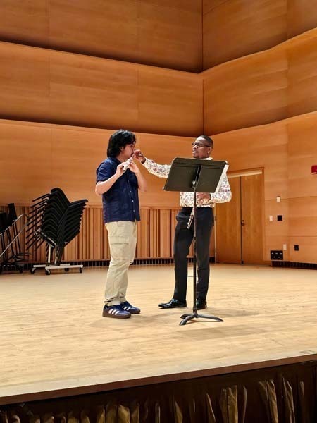 Benjamin Mora received a special invitation to Adelphi University’s Performing Arts Center where he got to observe Mr. George at work while receiving valuable tips.