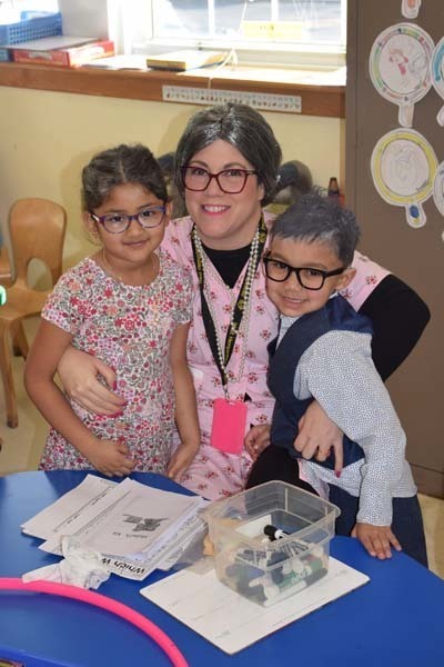 Chestnut Street School Principal Dr. Lisa Minicozzi joined kindergartners in celebrating 100 days of learning on Feb. 11. 