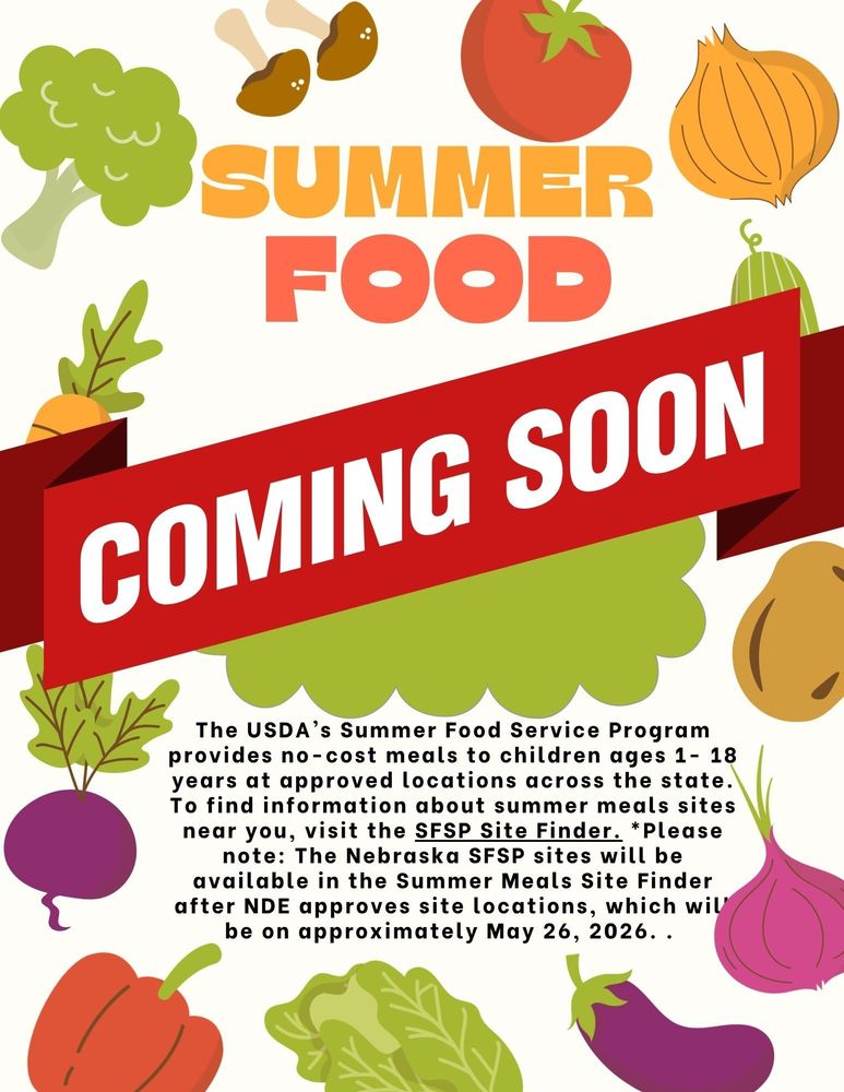 More information the Summer Food program is coming soon. Watch the website for more info as it becomes available.