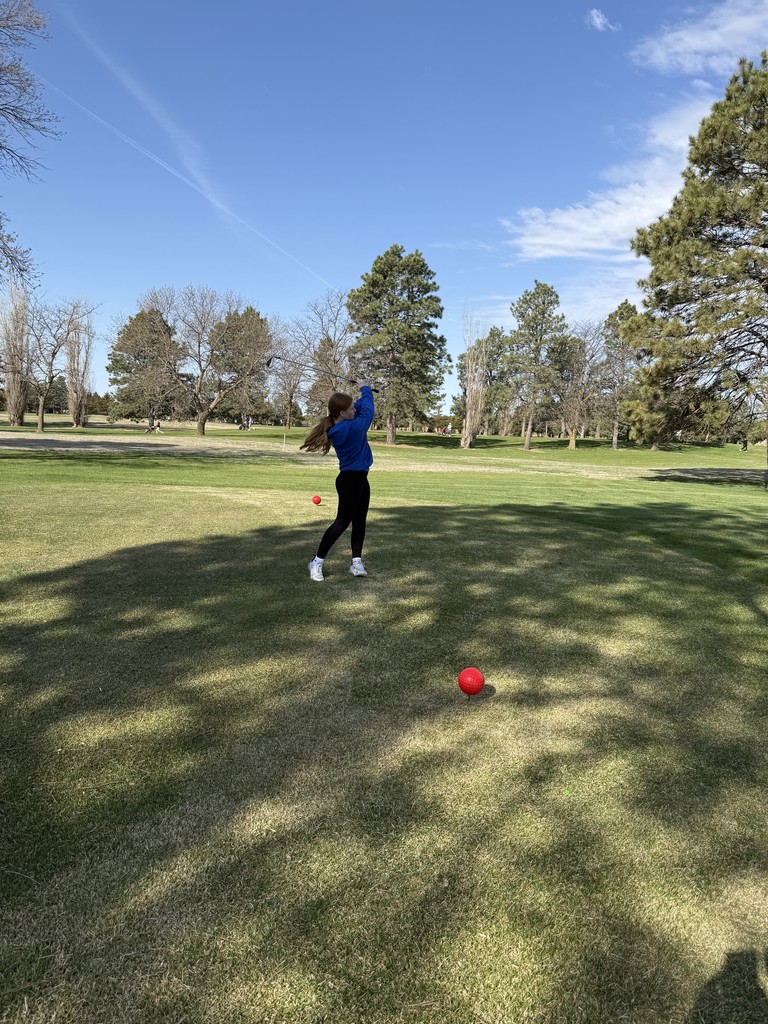 Olive Flannery teeing off of hole 7.