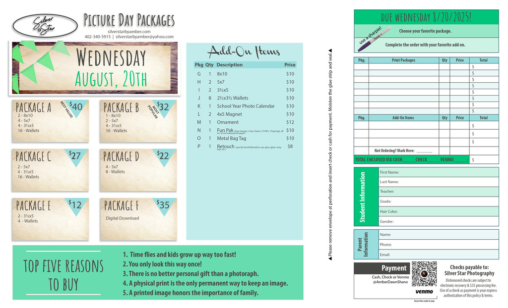 Picture Day Package can be printed.