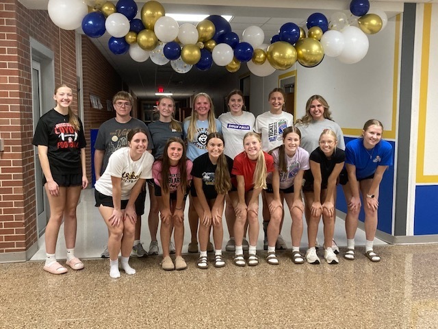 Student Council members after decorating the main hallway for homecoming week