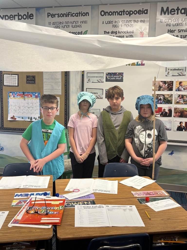 4th graders have been busy traveling The Oregon Trail! Through hands - on activities and teamwork, students got to simulate what life was like for pioneers-making choices, facing challenges, and learning how tough the journey west really was!