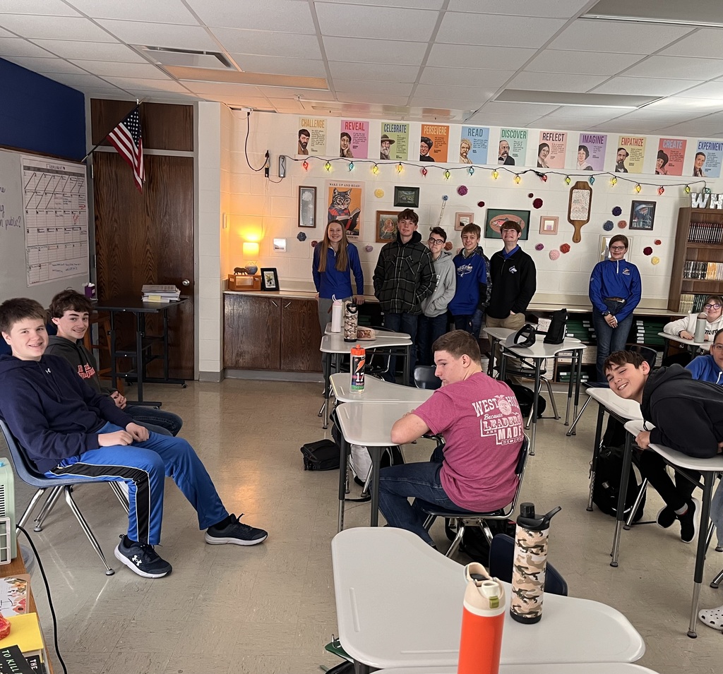 Seventh grade students playing an improv game.