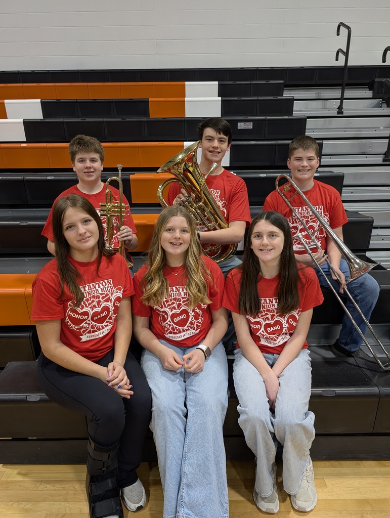 Back row band members: Brantley Schaaf, Hayden Leisy, and Ryder Wettlaufer; Front row choir members: Brianna Pedersen, Graesyn Dockter, and Kamryn Hilkemeier.