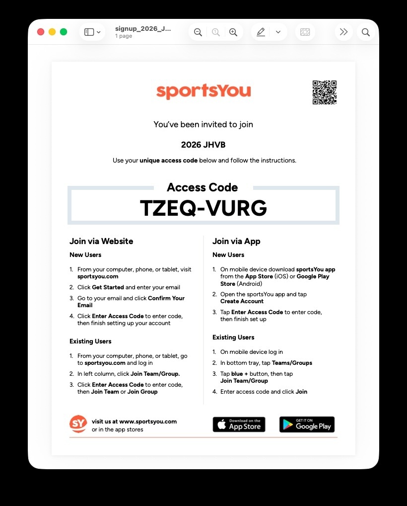 SportsYou sign up