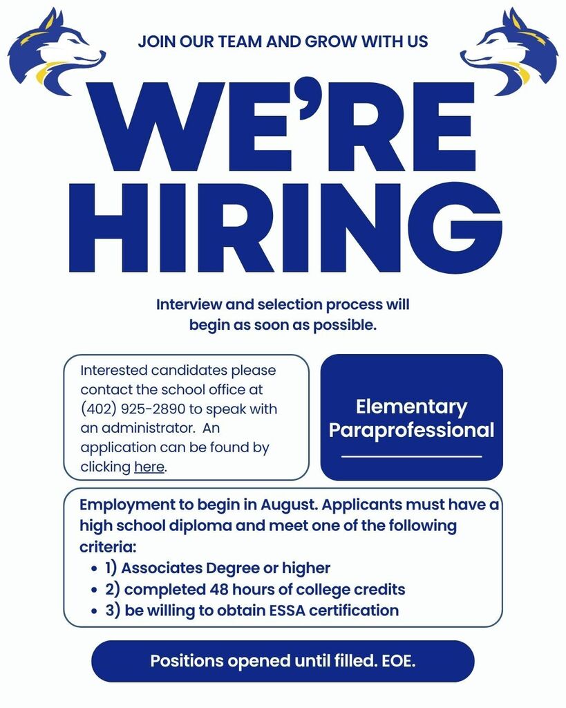 elementary paraprofessional job listing