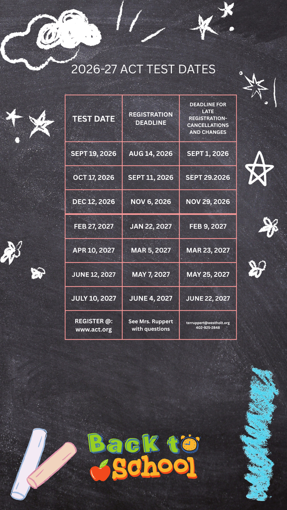2026-27 ACT Test Dates