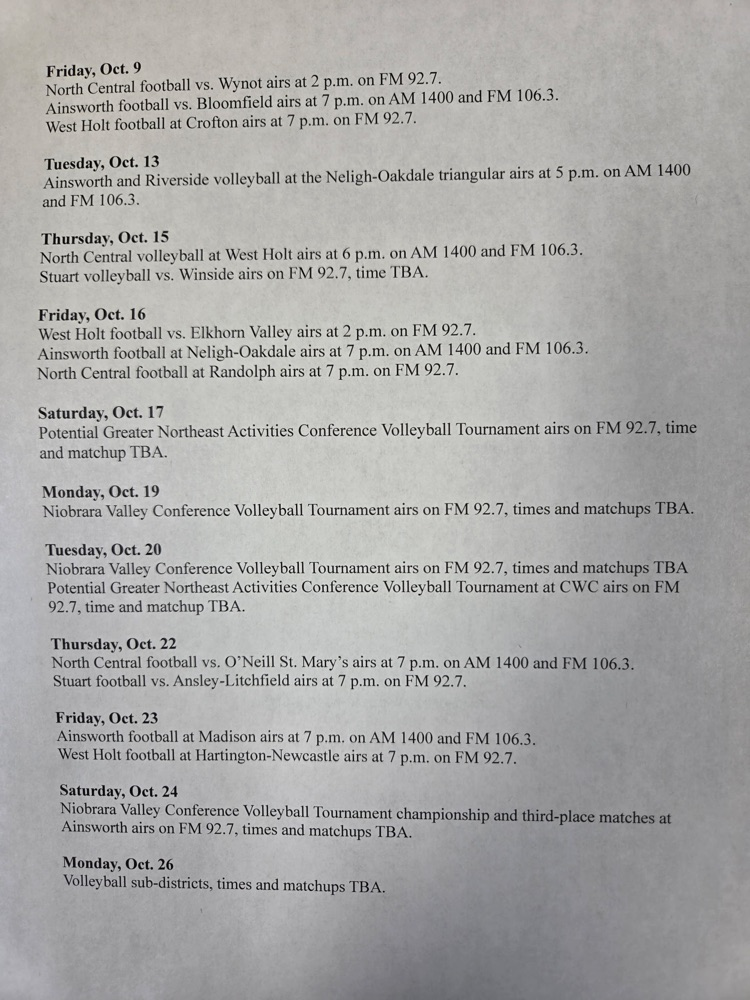 radio schedule
