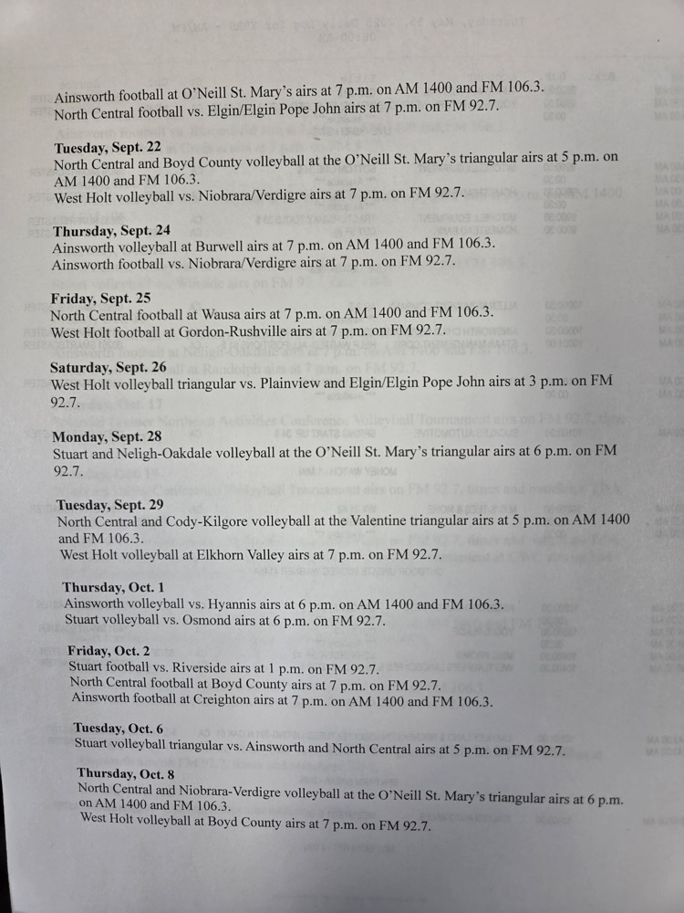 radio schedule