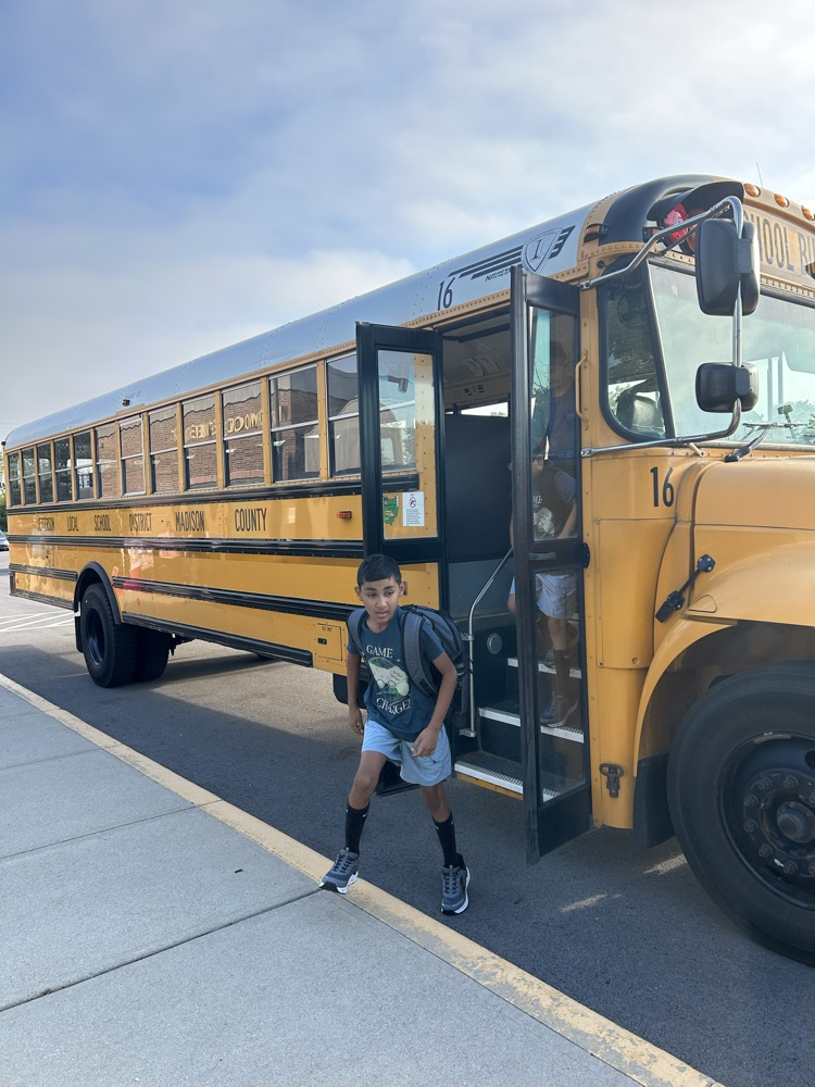 student off bus