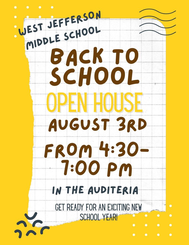 Middle School Open House image for August 3rd at 4:30pm