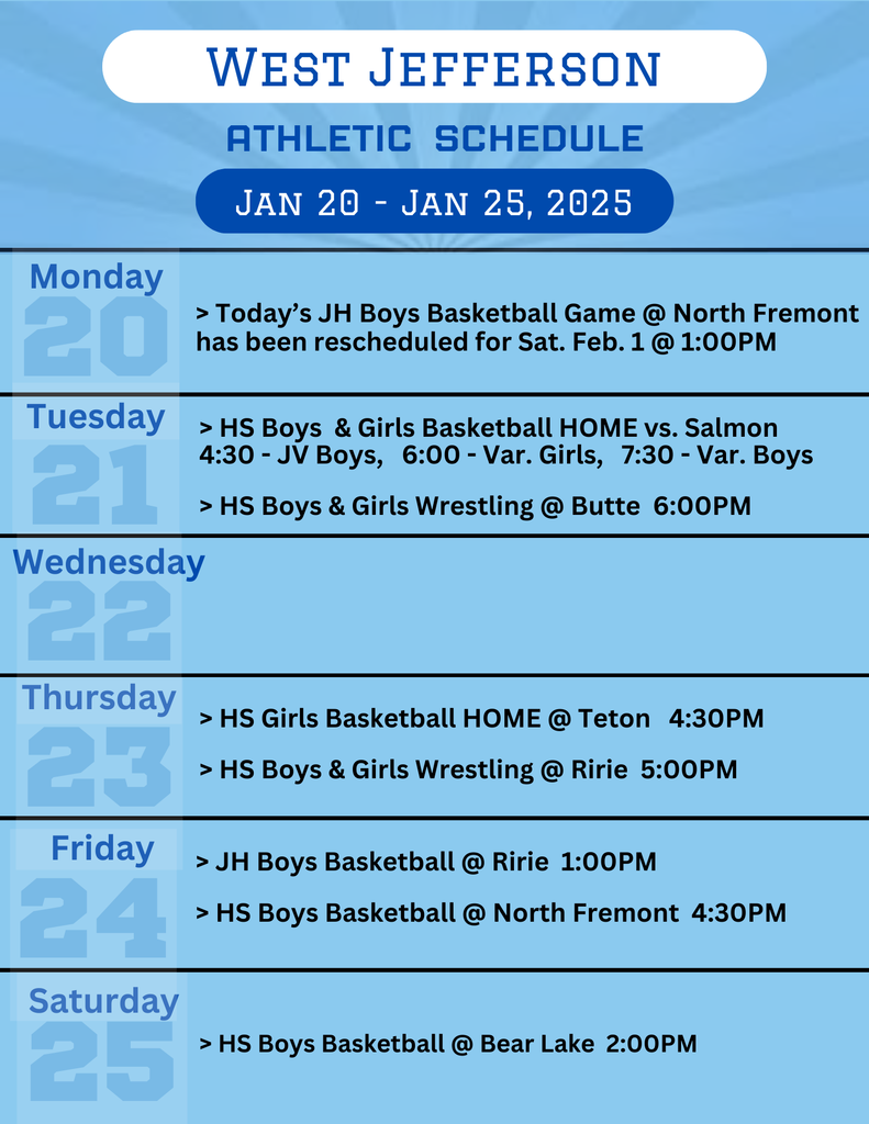 Weekly Athletic Schedule