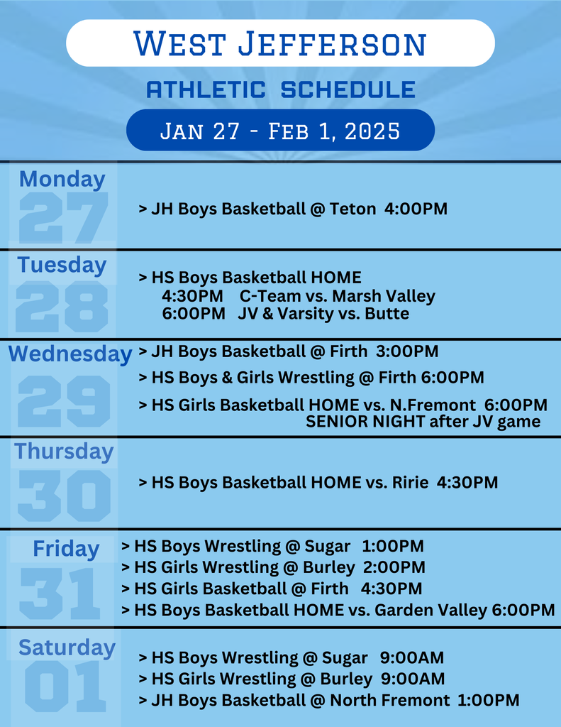 Weekly Athletic Schedule