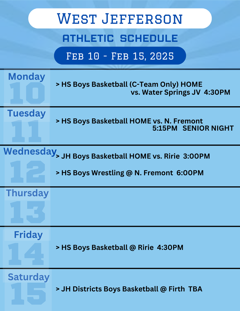 Weekly Athletic Schedule