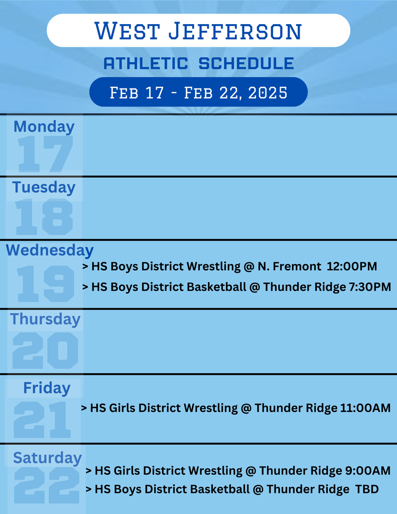 Weekly Athletic Schedule