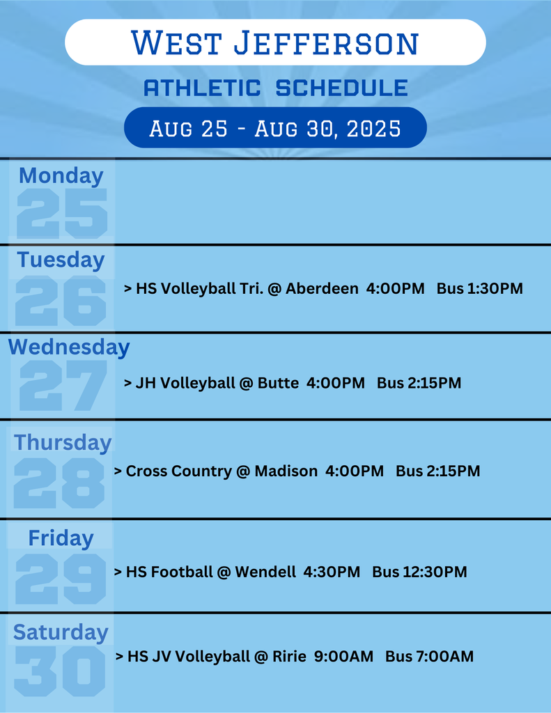 Weekly Athletic Schedule