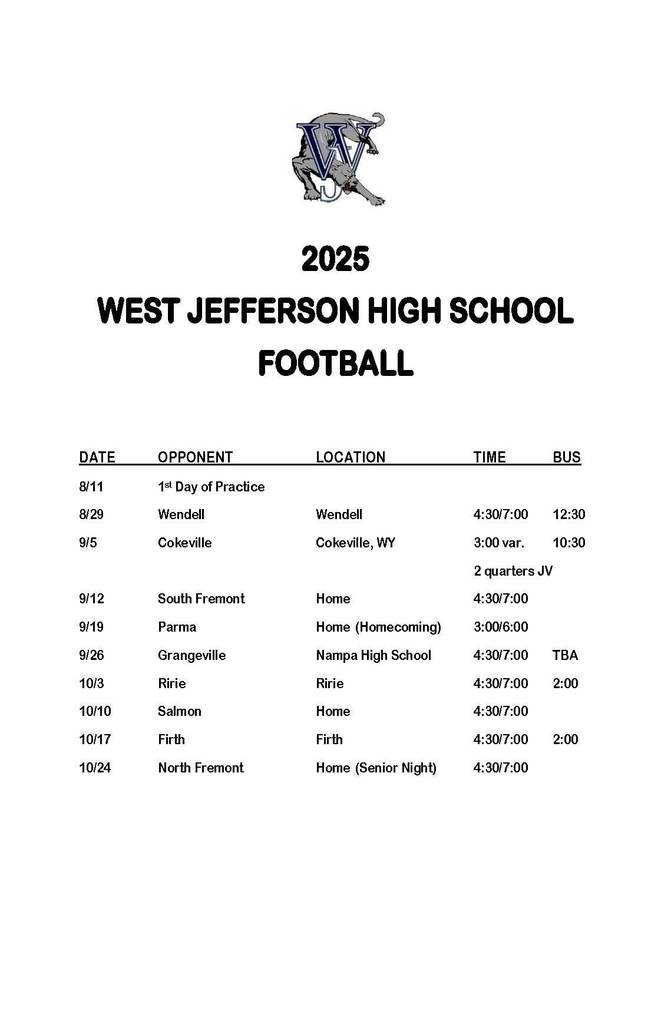 HS Football Schedule