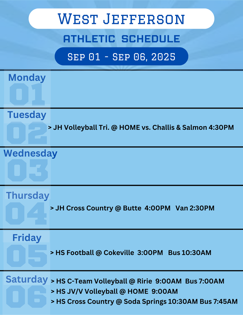 Weekly Athletic Schedule