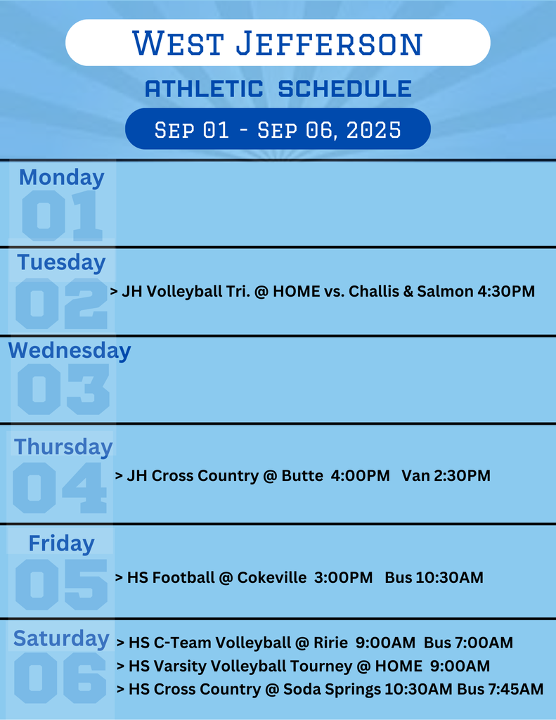 Weekly Athletic Schedule