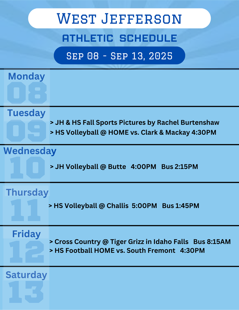 Weekly Athletic Schedule
