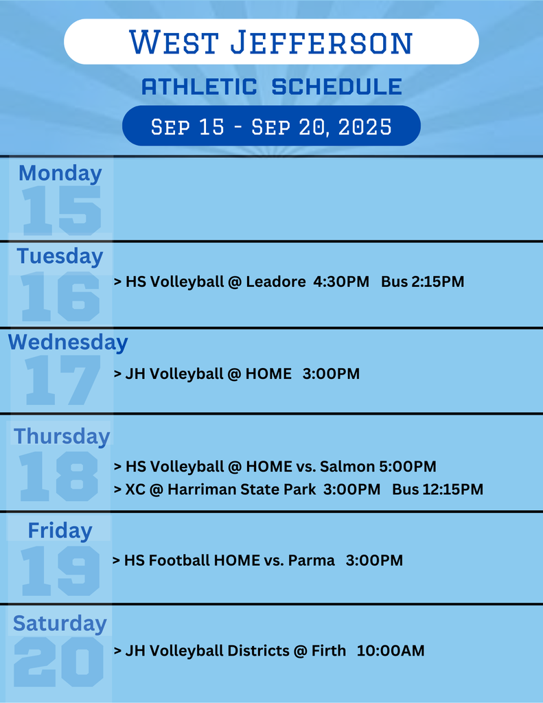 Weekly Athletic Schedule