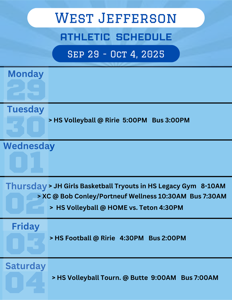 Weekly Athletic Schedule