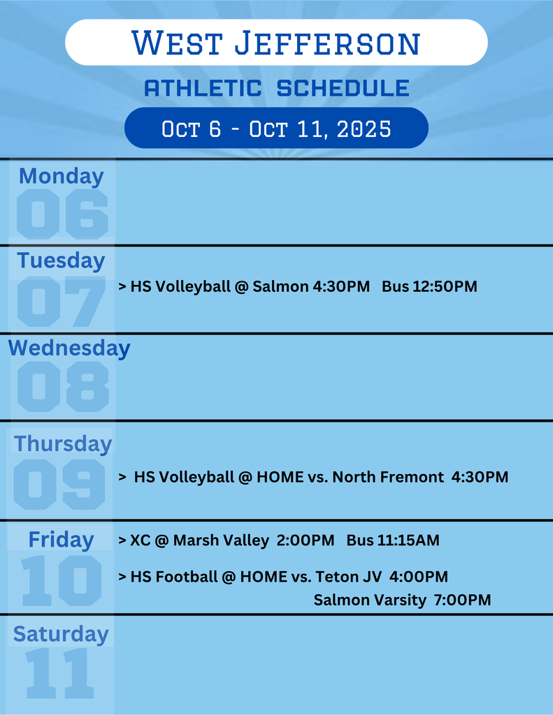 Weekly Athletic Schedule
