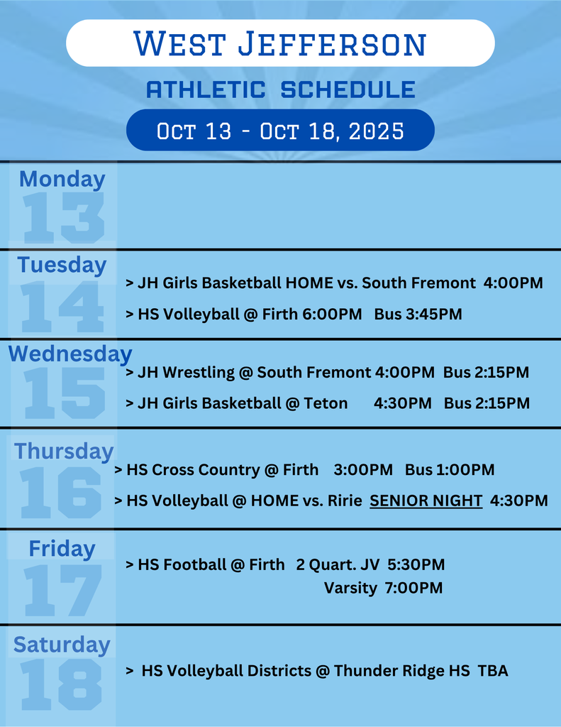 Weekly Athletic Schedule