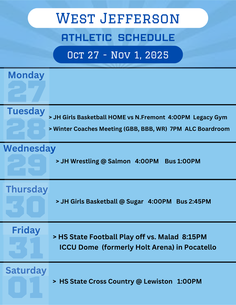 Weekly Athletic Schedule