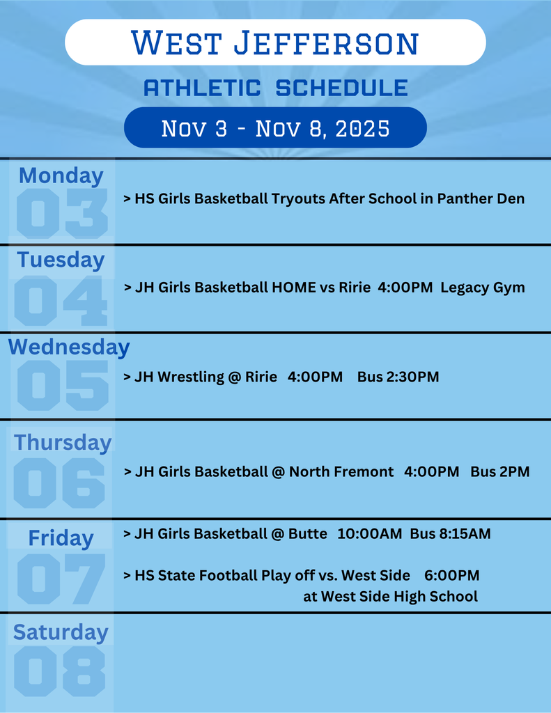 Weekly Athletic Schedule