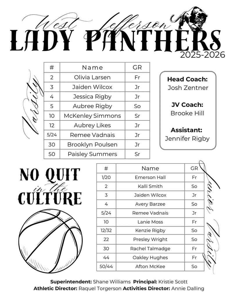 HS Girls Basketball Roster