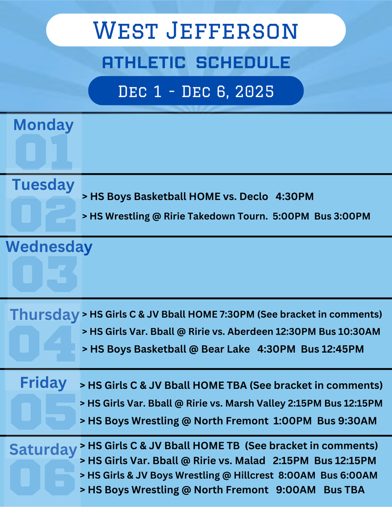 Weekly Athletic Schedule