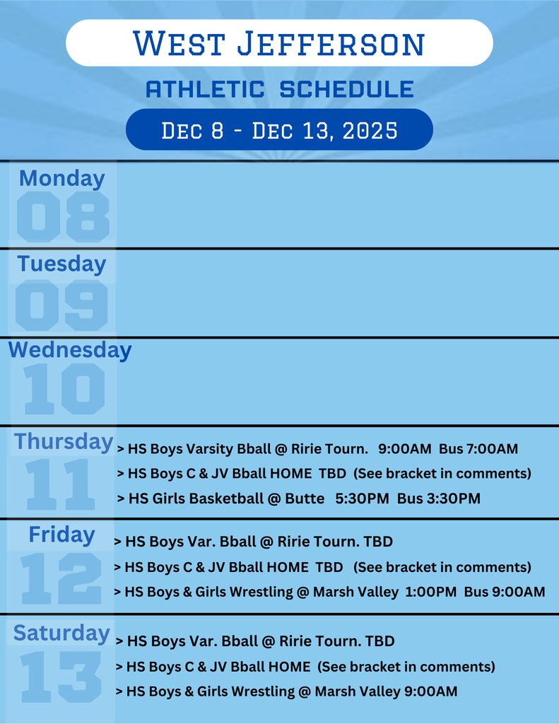 Weekly Athletic Schedule