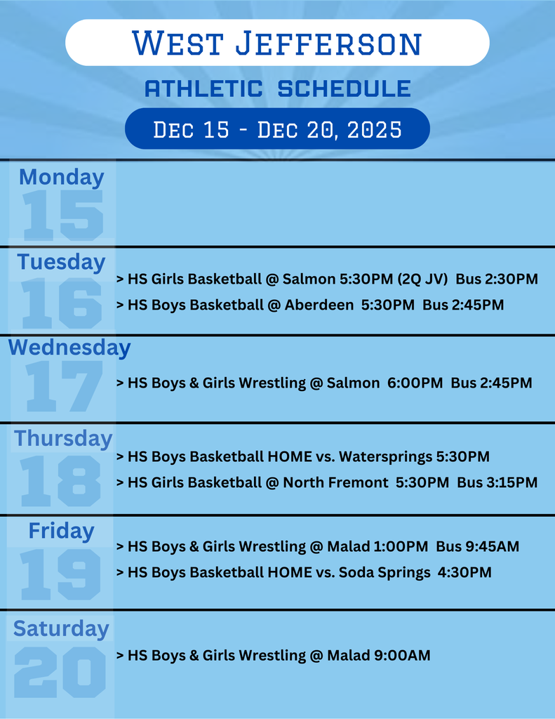 Weekly Athletic Schedule
